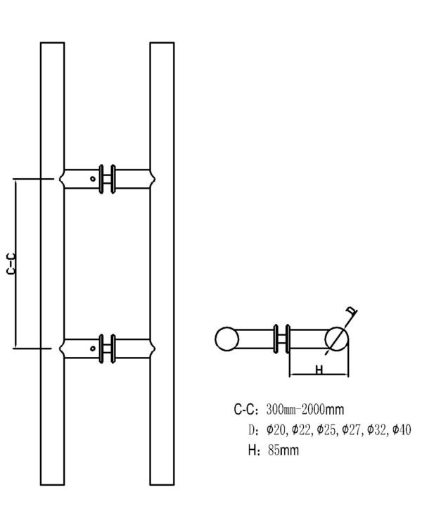 Ph 11 Stainless Steel Glass Door Pull Handle