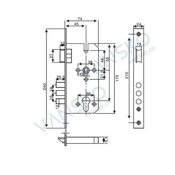 Privacy Function Mortise Lock Euro Standard