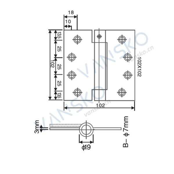 304 Stainless Steel Single Action Spring Hinge