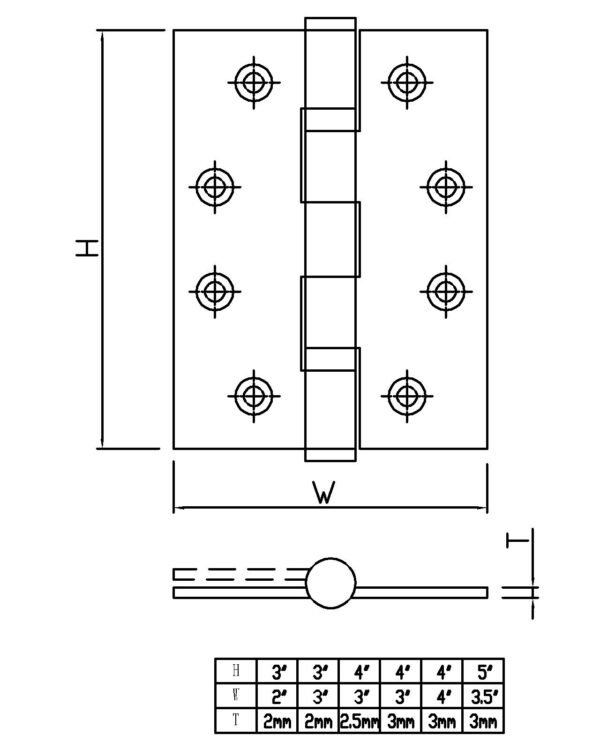 304 Stainless Steel 2 Ball Bearing 2bb Hinge 4'' 6''